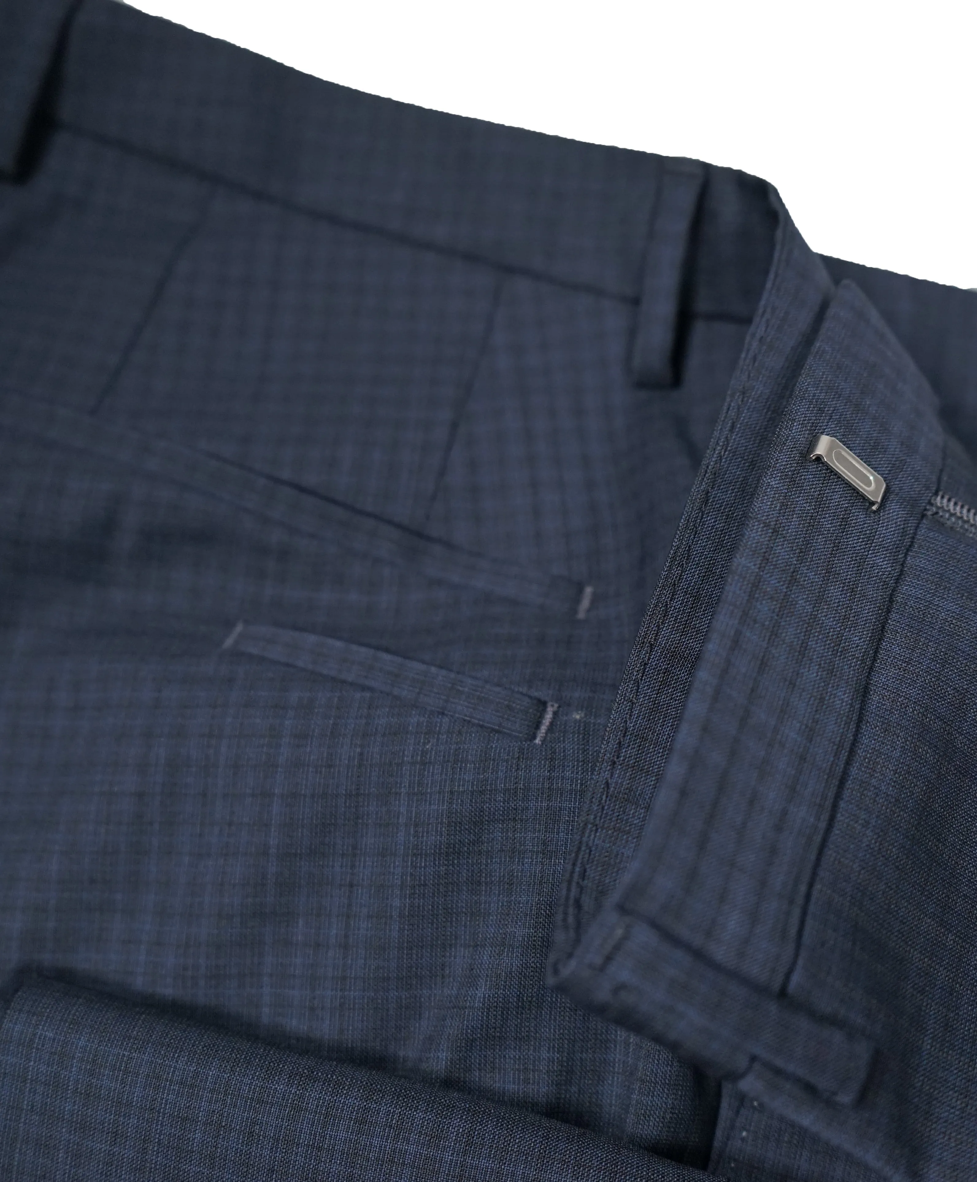 HUGO BOSS - Blue Micro Check Flat Front Dress Pants - 36W