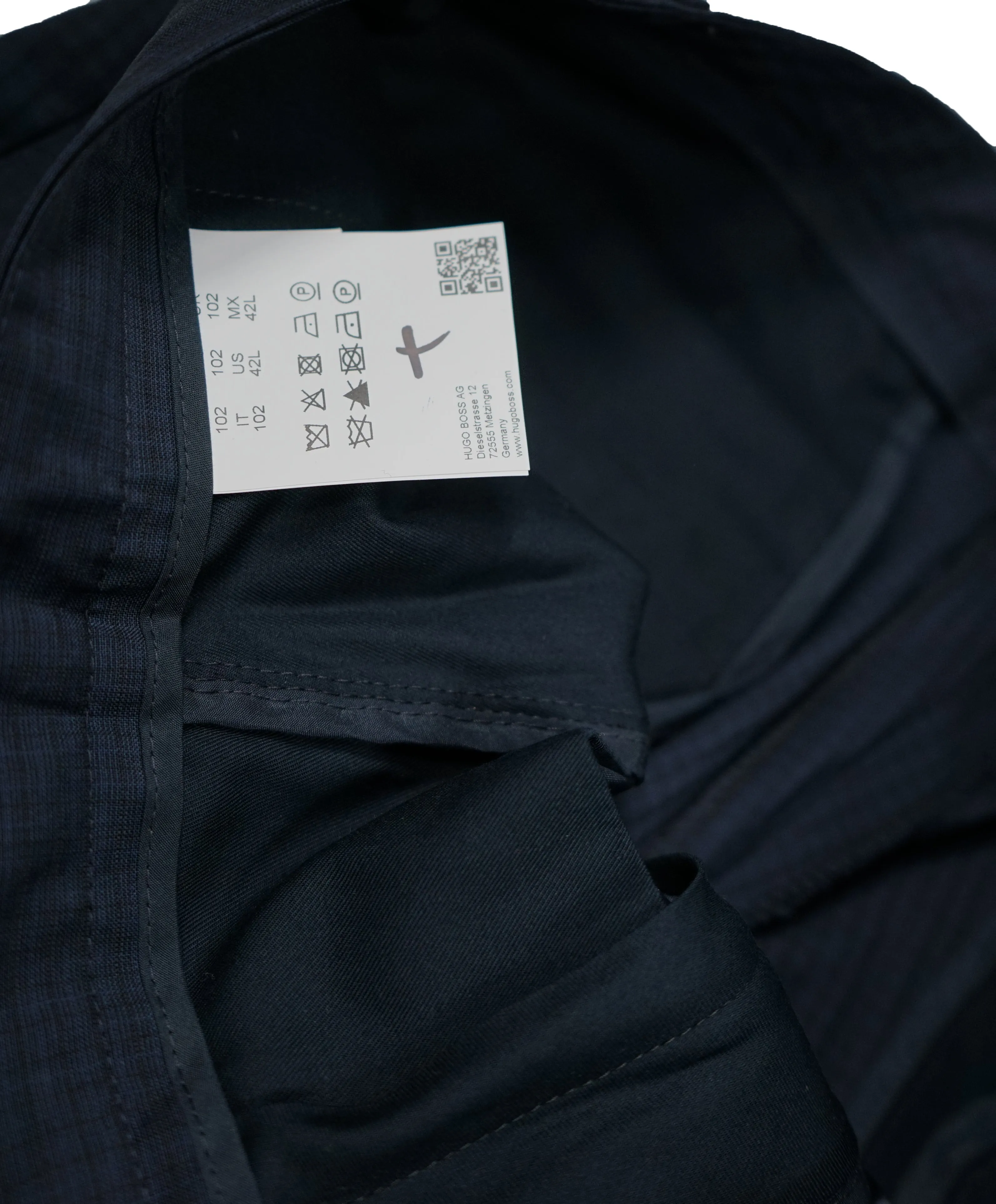HUGO BOSS - Blue Micro Check Flat Front Dress Pants - 36W