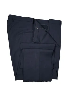 HUGO BOSS - Blue Micro Check Flat Front Dress Pants - 36W