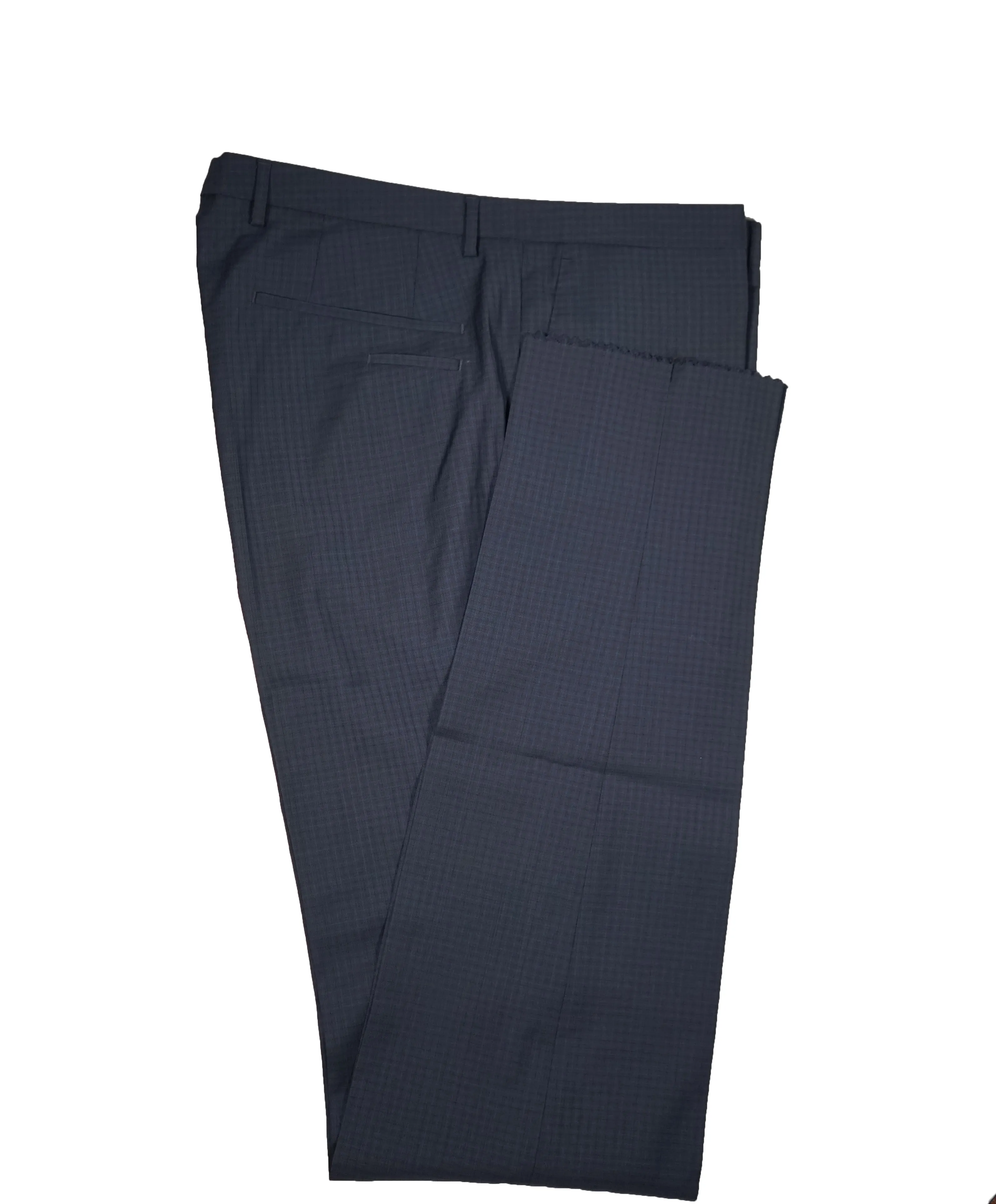HUGO BOSS - Blue Micro Check Flat Front Dress Pants - 36W