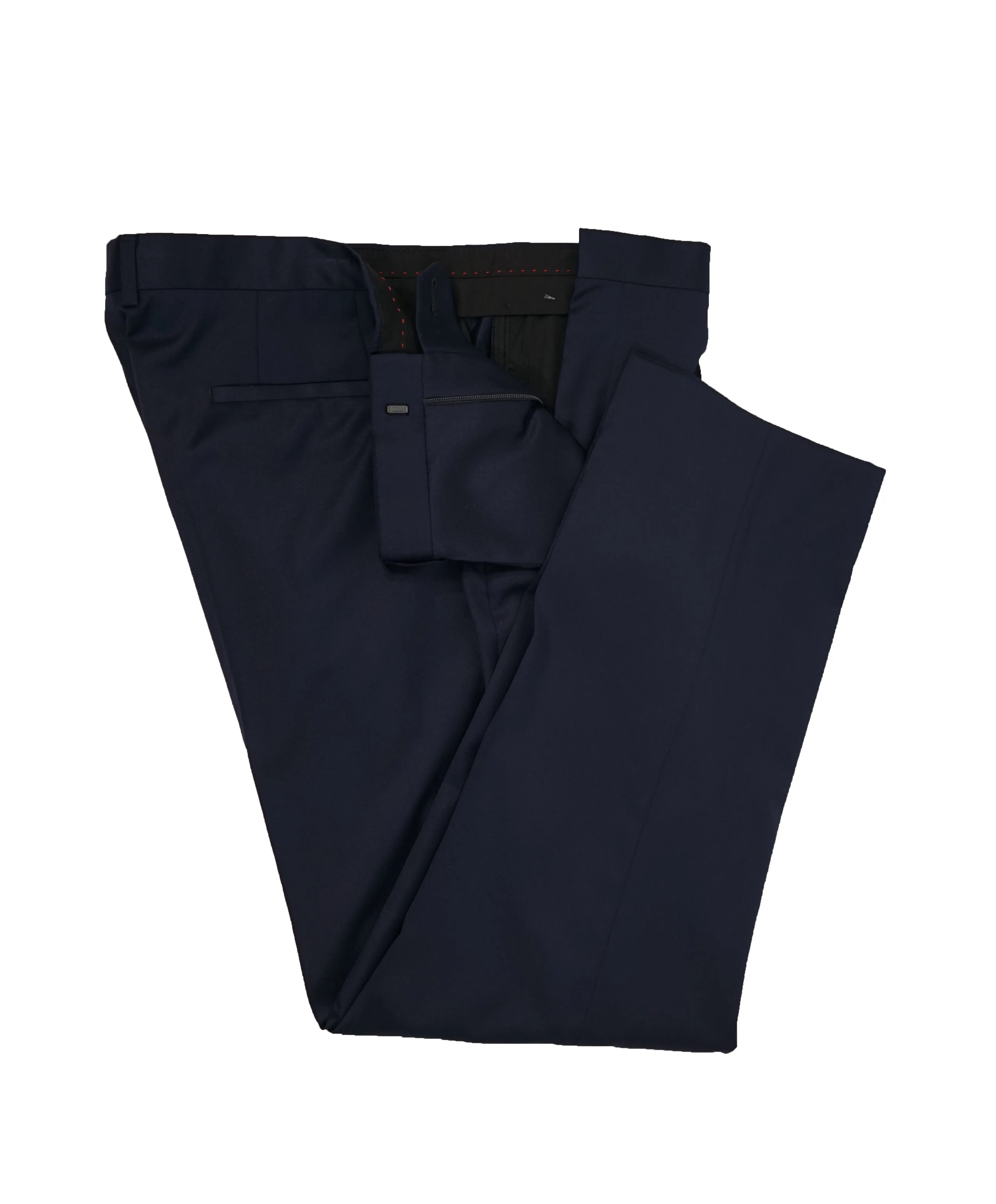 HUGO BOSS - Navy Flat Front Dress Pants - 39W