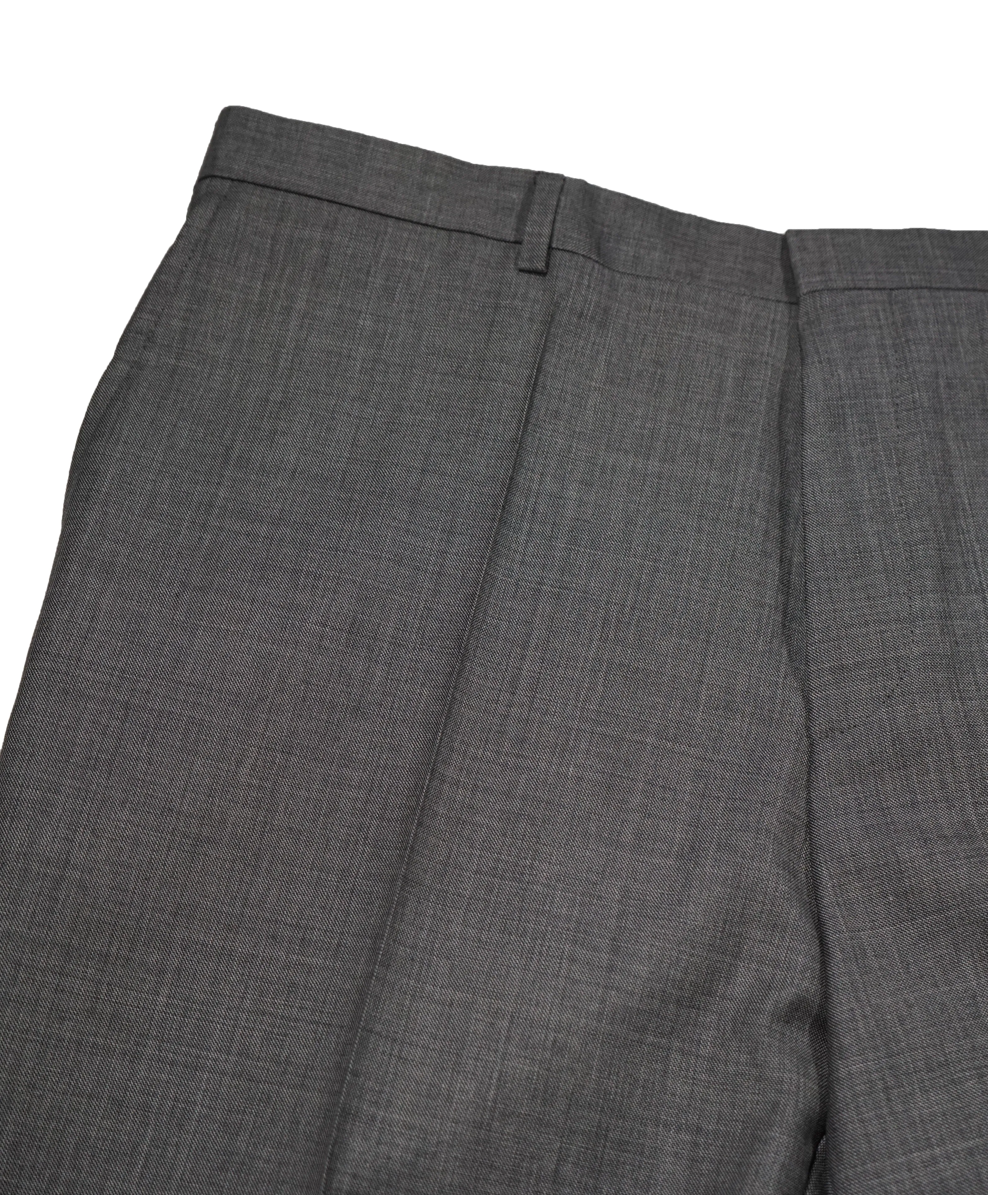 HUGO BOSS - Slim Flat Front Wool Gray Textured Fabric Dress Pants - 39W