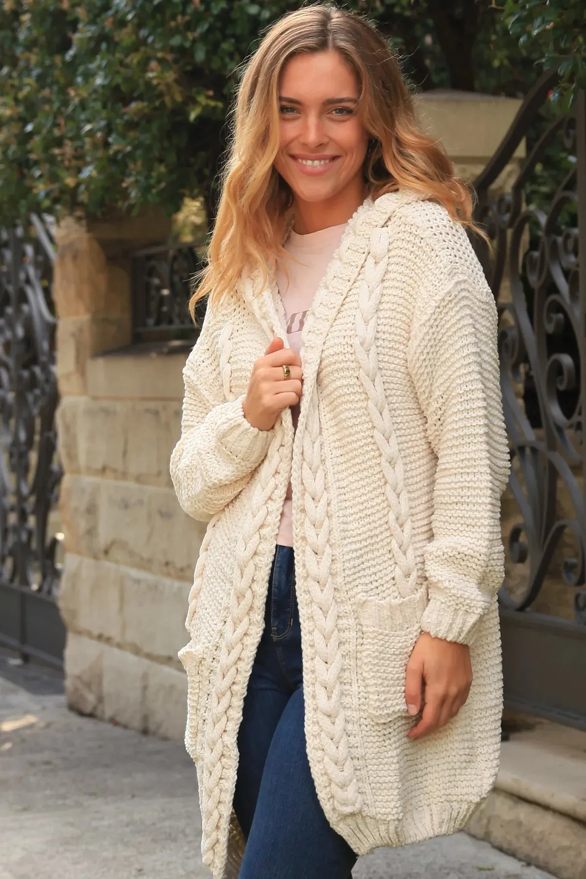 IB Longline cosy cardi Cream
