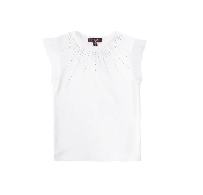 IMOGA Bianca Solid Jersey and Pleated Mesh Tee