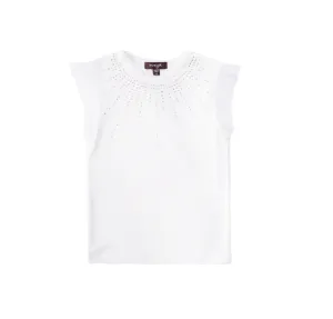 IMOGA Bianca Solid Jersey and Pleated Mesh Tee