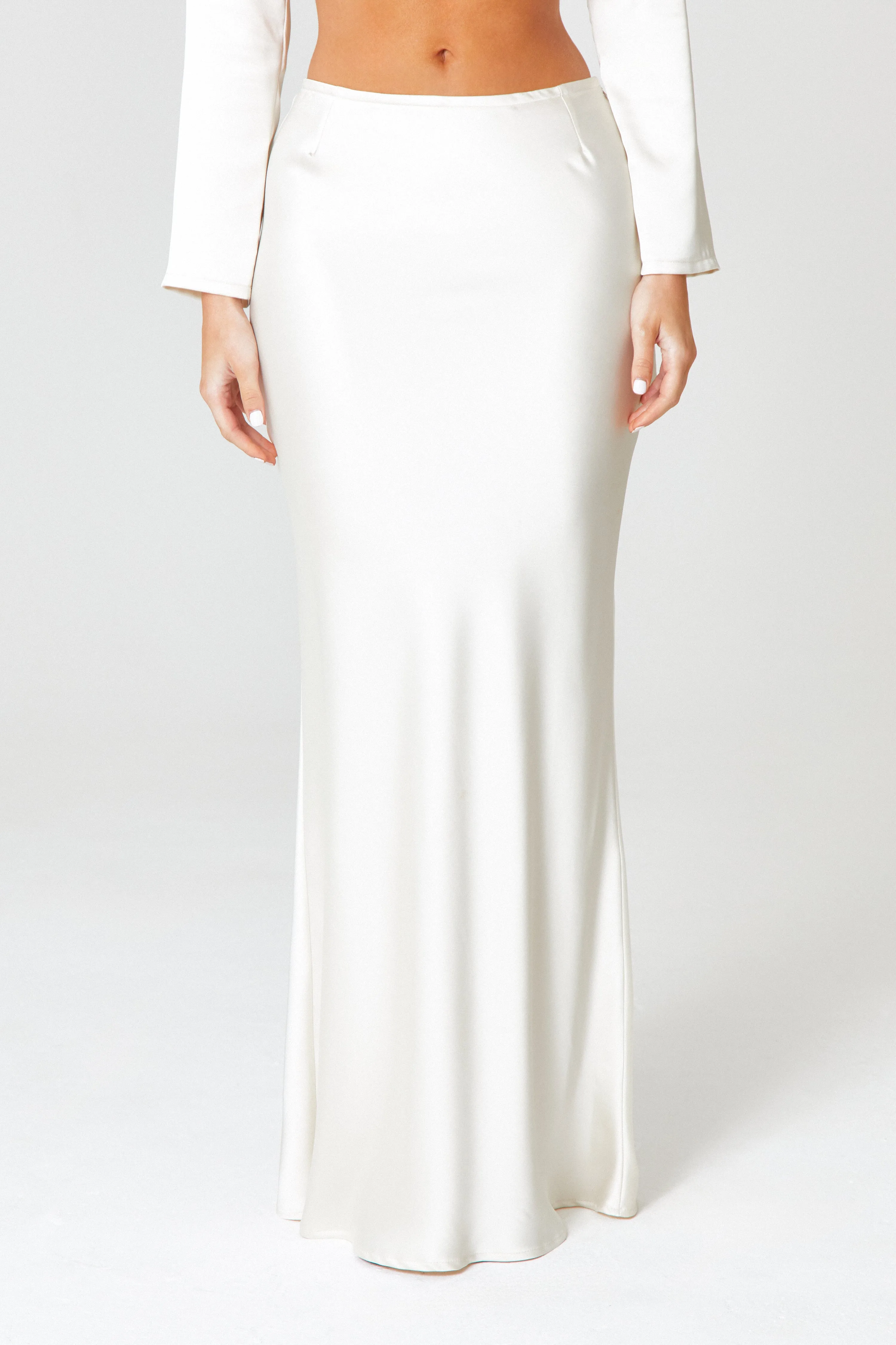 Ivory Satin Maxi Skirt