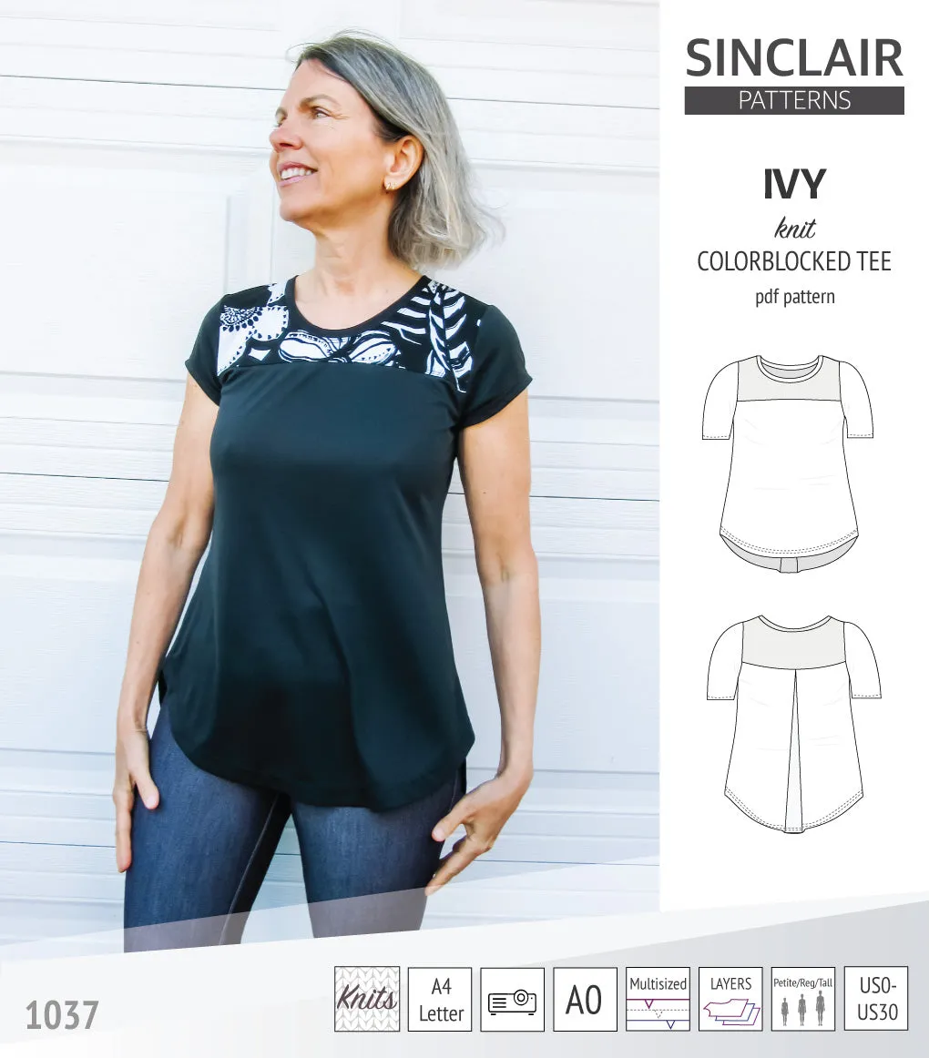 Ivy knit colorblocked tee  (PDF)