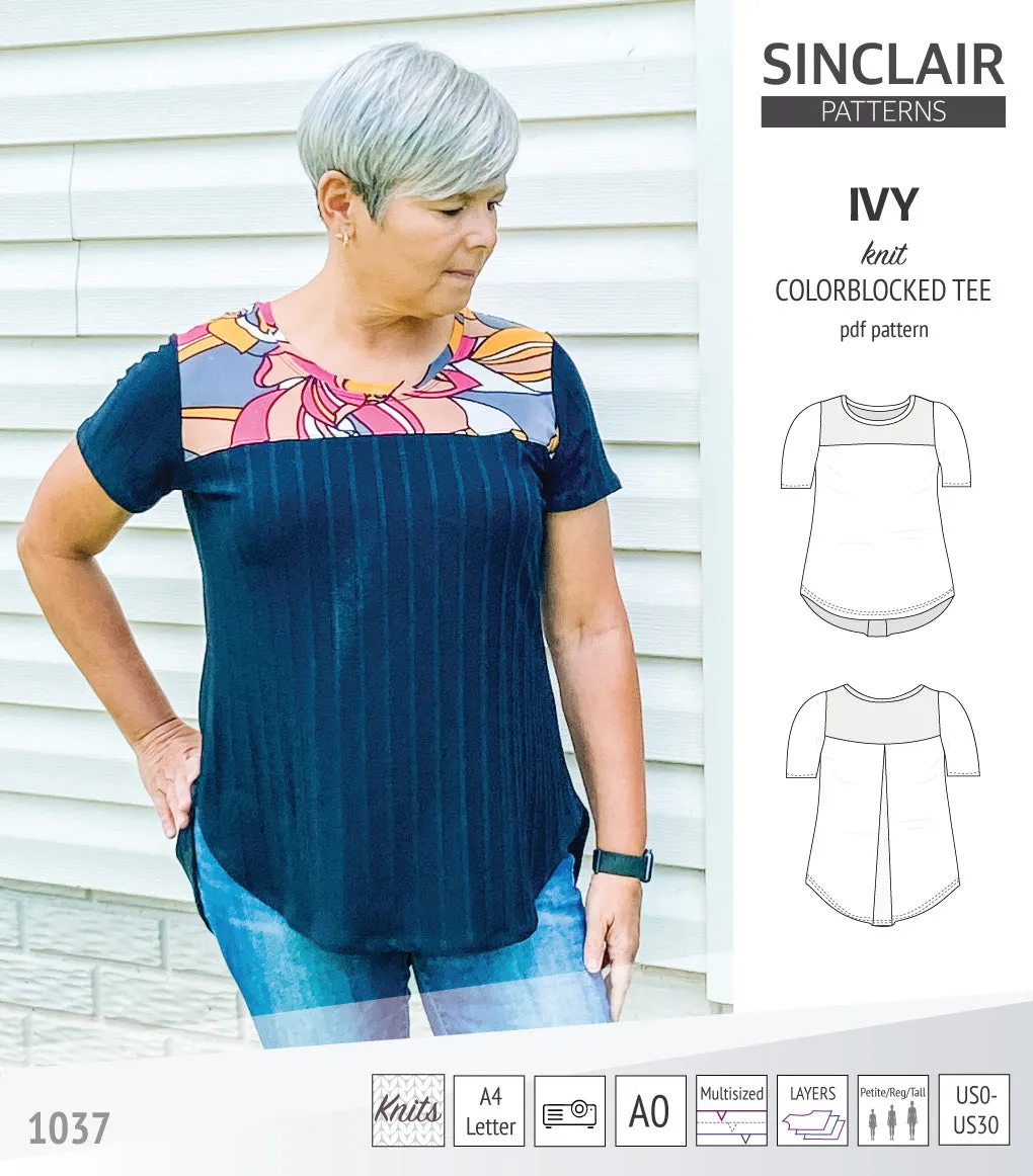 Ivy knit colorblocked tee  (PDF)