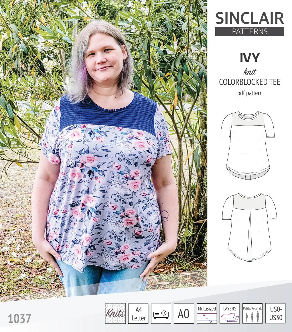 Ivy knit colorblocked tee  (PDF)