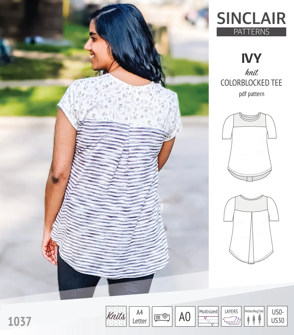 Ivy knit colorblocked tee  (PDF)