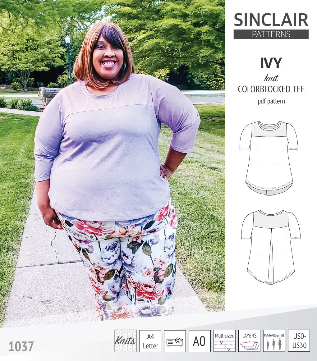 Ivy knit colorblocked tee  (PDF)