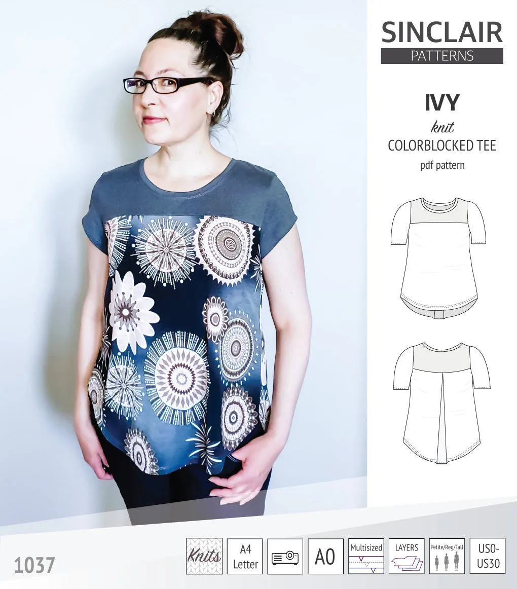 Ivy knit colorblocked tee  (PDF)