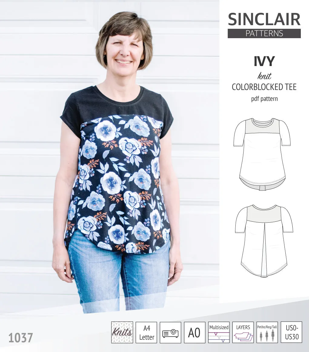 Ivy knit colorblocked tee  (PDF)
