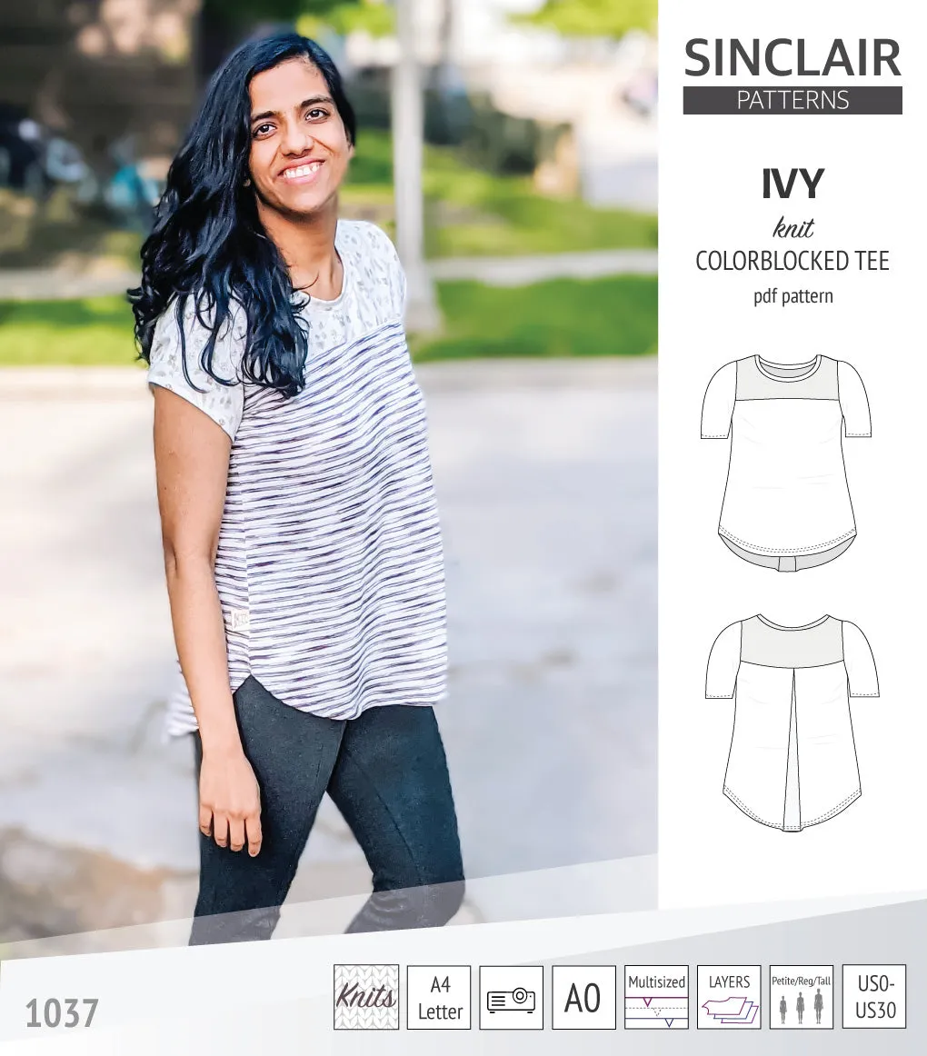 Ivy knit colorblocked tee  (PDF)