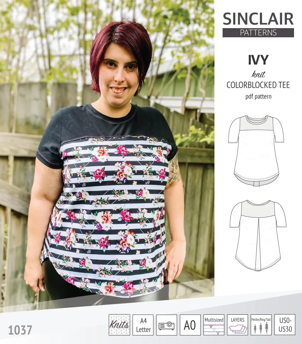 Ivy knit colorblocked tee  (PDF)