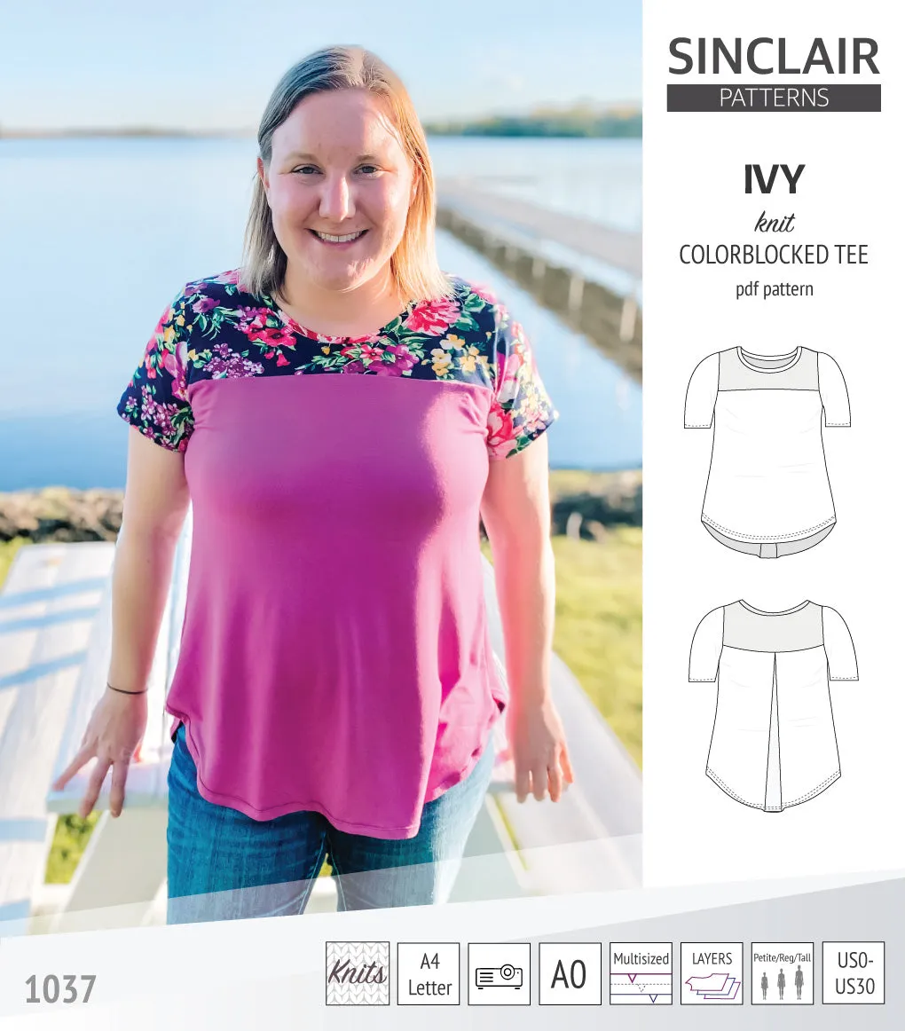 Ivy knit colorblocked tee  (PDF)