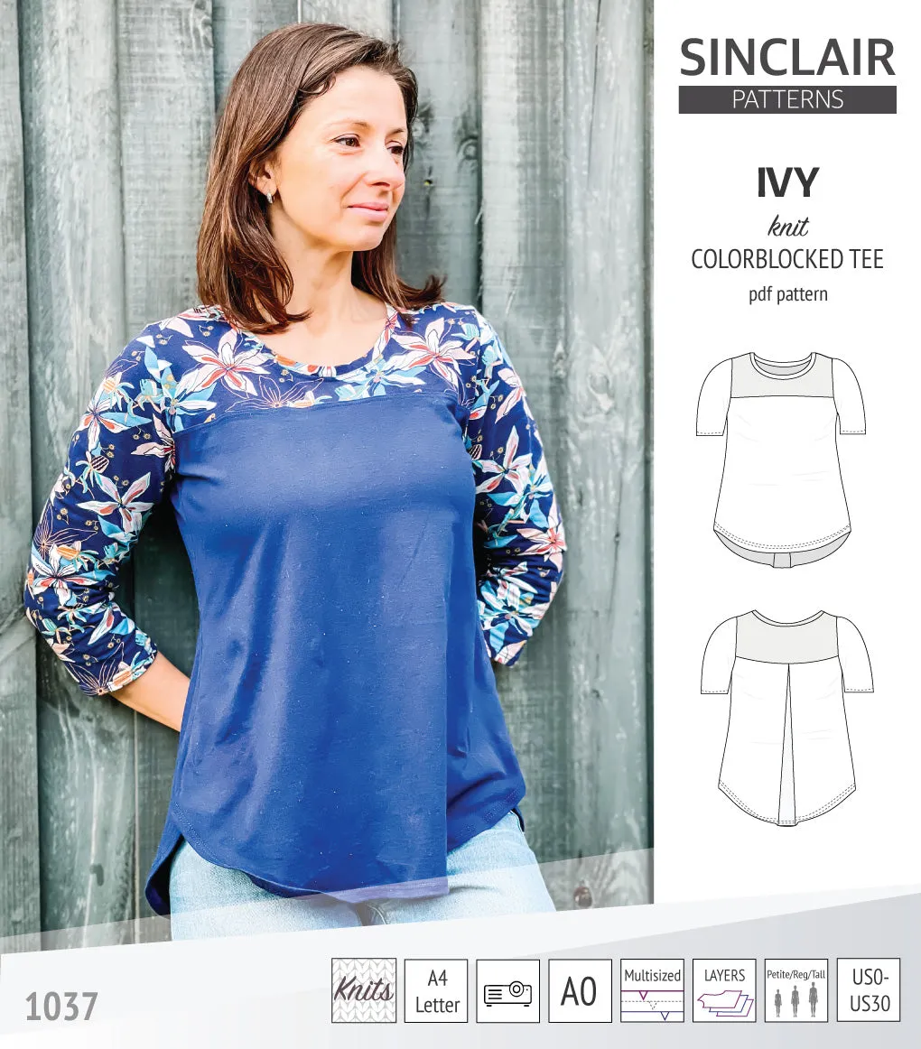 Ivy knit colorblocked tee  (PDF)