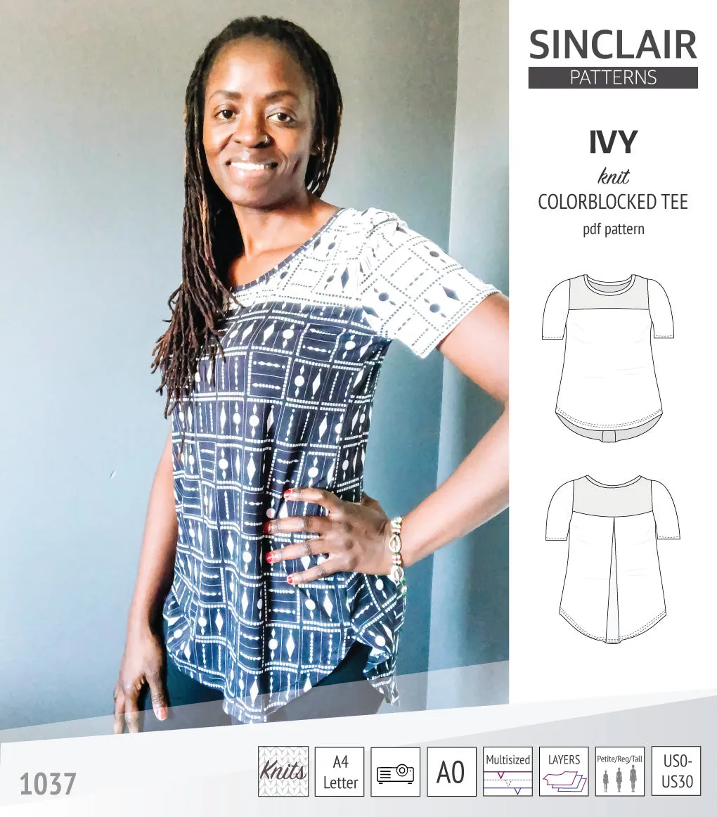 Ivy knit colorblocked tee  (PDF)