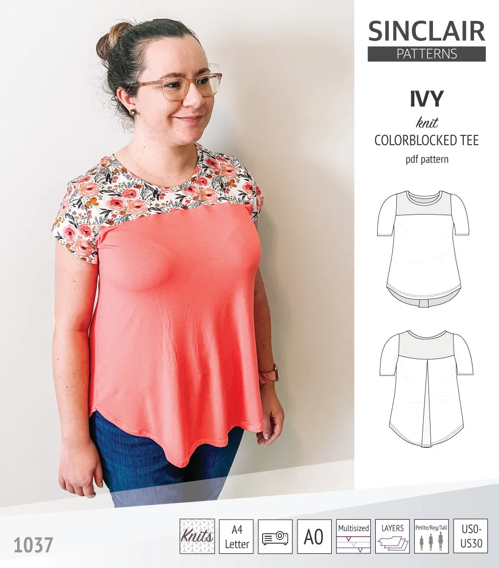 Ivy knit colorblocked tee  (PDF)