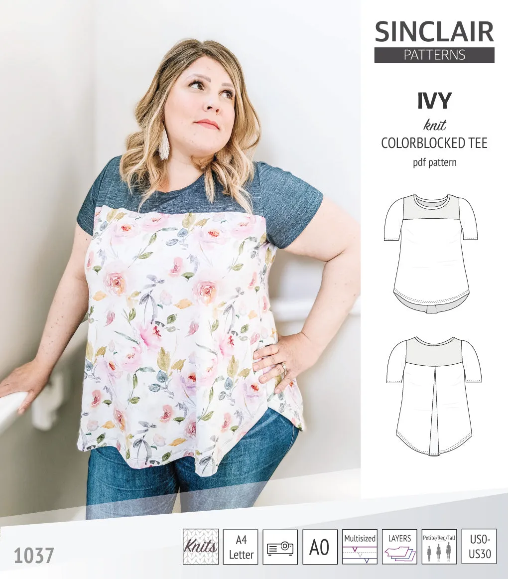 Ivy knit colorblocked tee  (PDF)