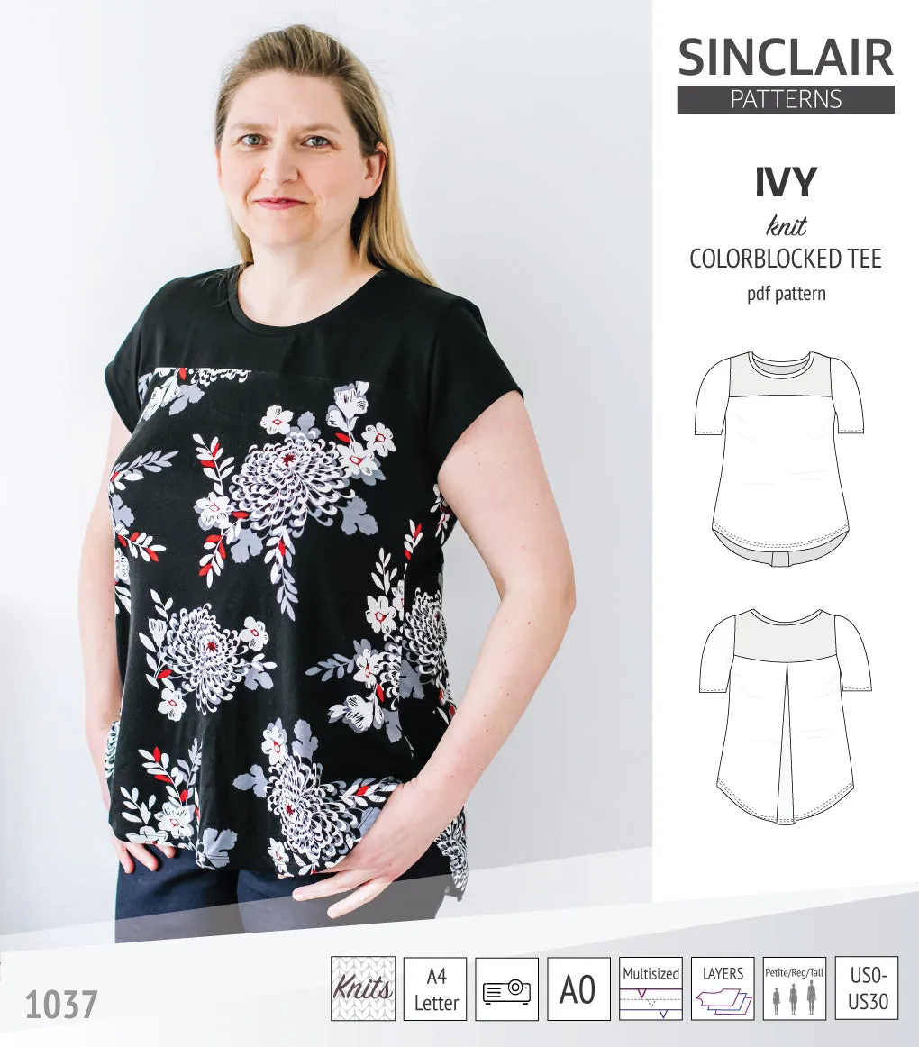 Ivy knit colorblocked tee  (PDF)