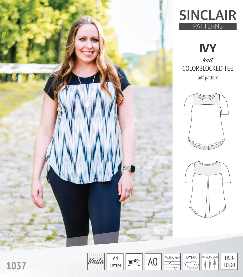 Ivy knit colorblocked tee  (PDF)