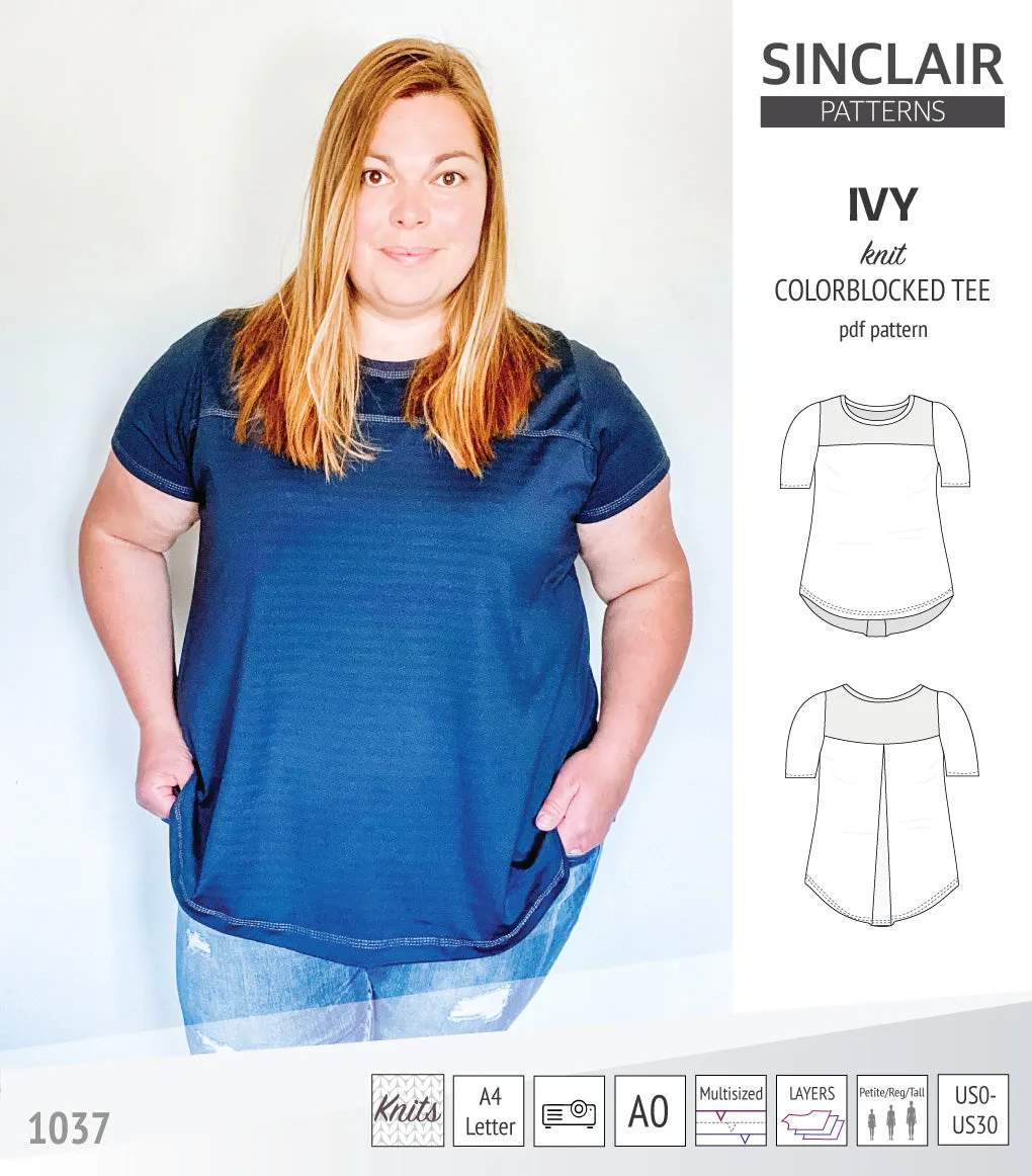 Ivy knit colorblocked tee  (PDF)