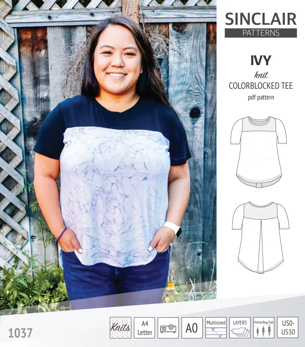 Ivy knit colorblocked tee  (PDF)