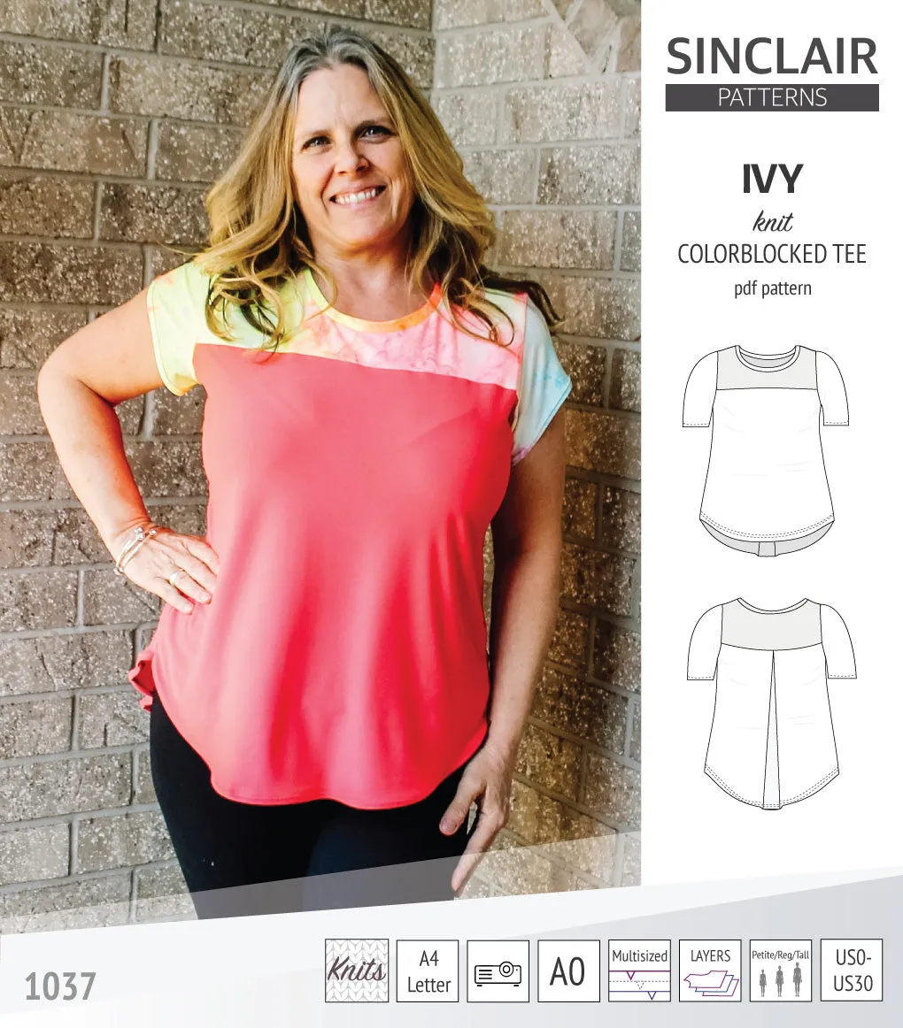 Ivy knit colorblocked tee  (PDF)