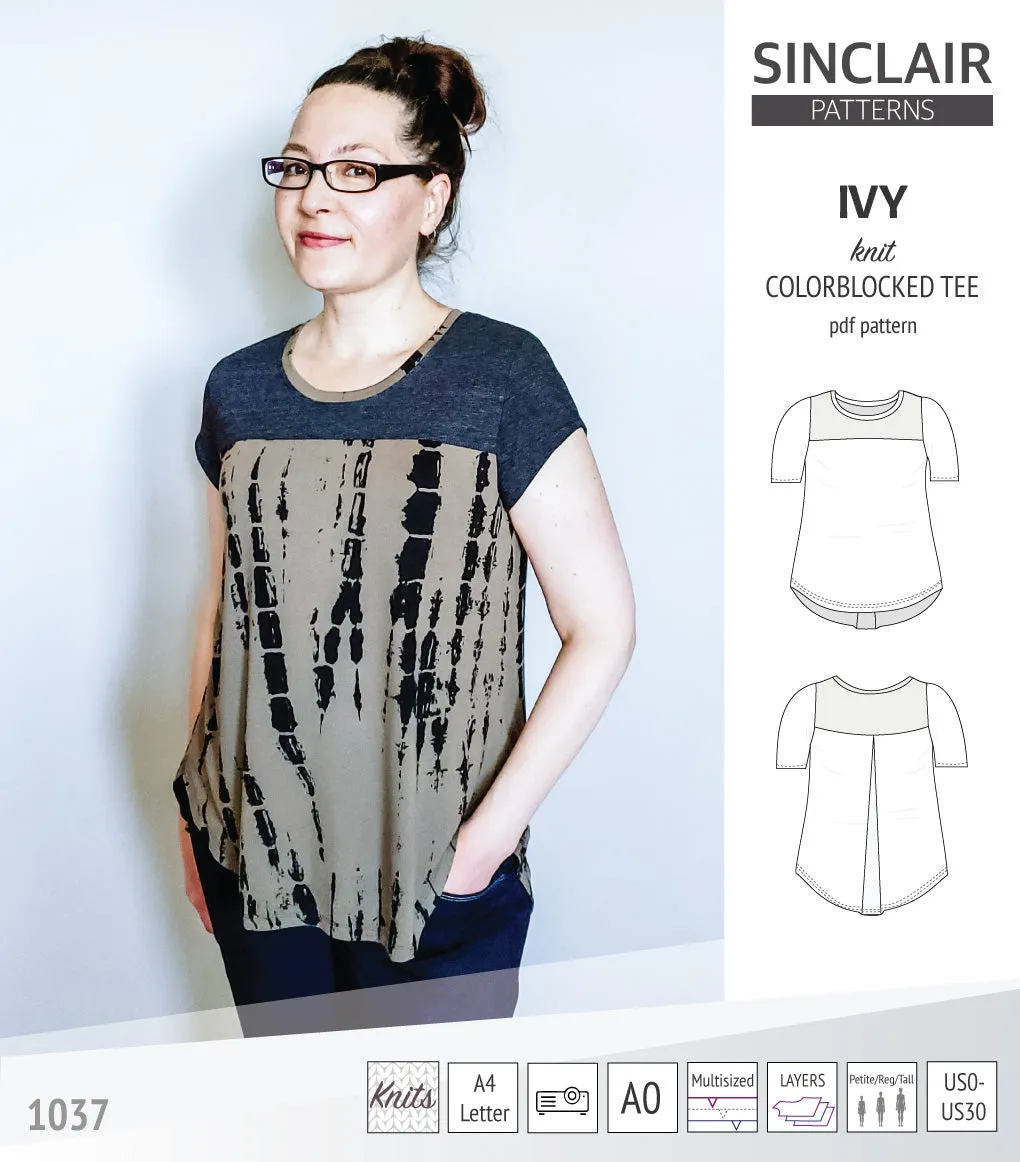 Ivy knit colorblocked tee  (PDF)