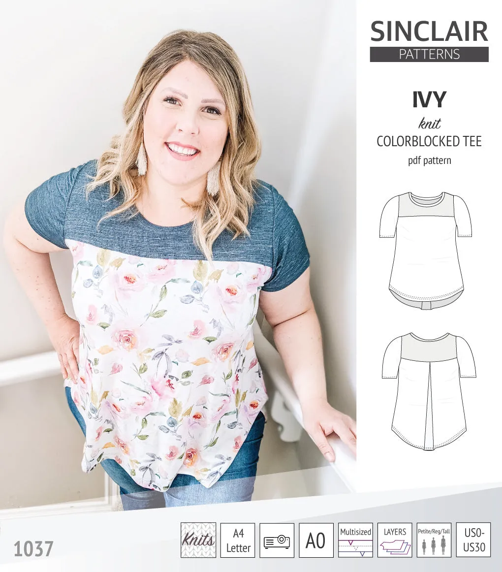 Ivy knit colorblocked tee  (PDF)