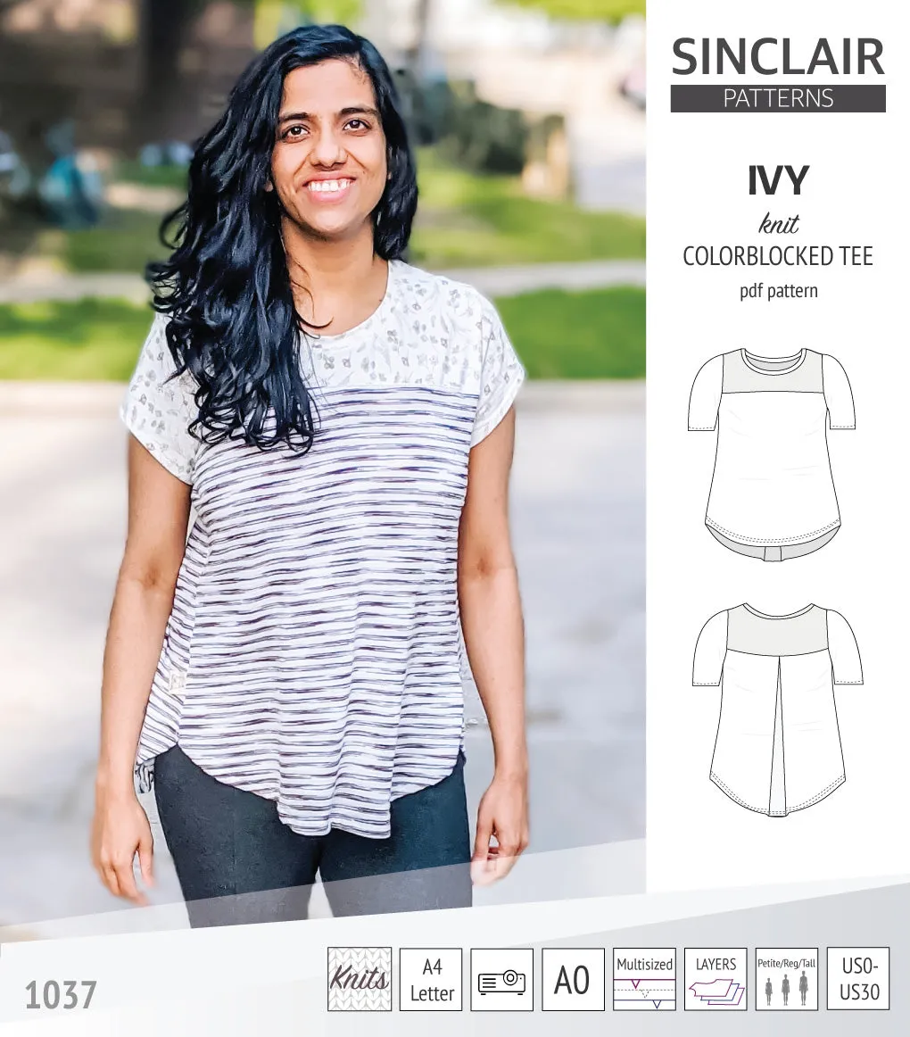Ivy knit colorblocked tee  (PDF)