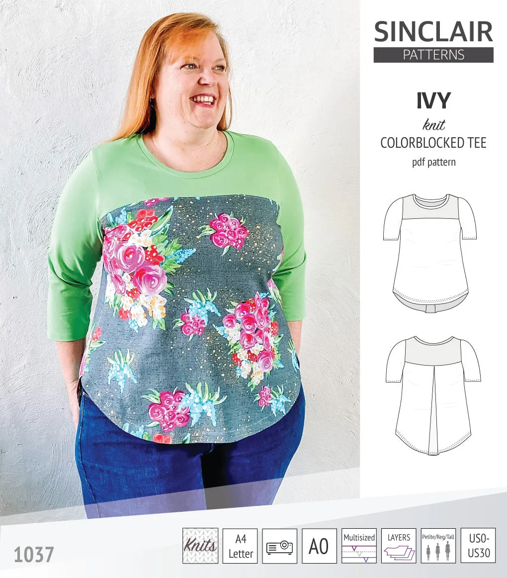 Ivy knit colorblocked tee  (PDF)
