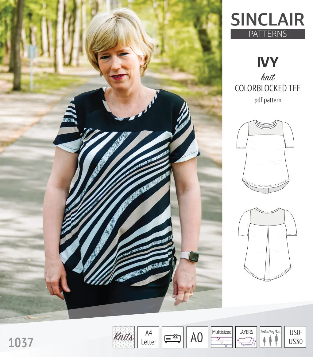 Ivy knit colorblocked tee  (PDF)