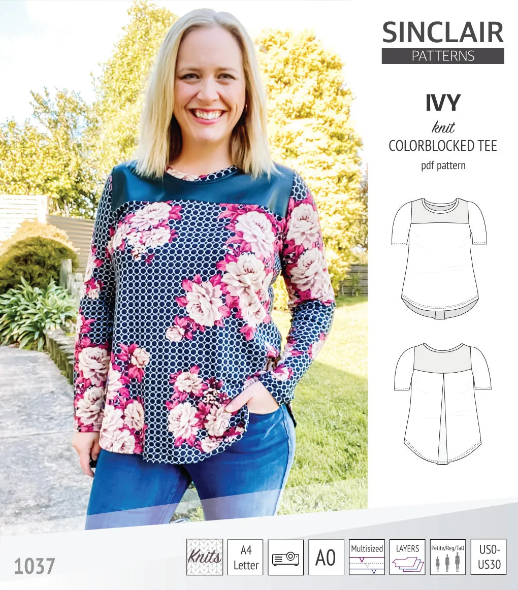 Ivy knit colorblocked tee  (PDF)
