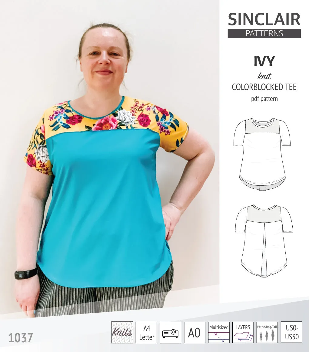 Ivy knit colorblocked tee  (PDF)