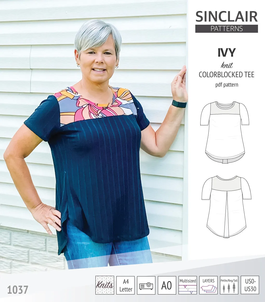 Ivy knit colorblocked tee  (PDF)