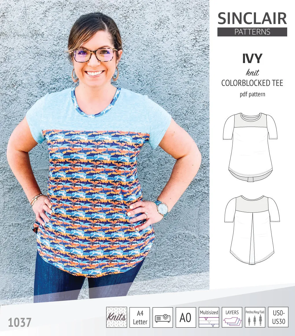 Ivy knit colorblocked tee  (PDF)