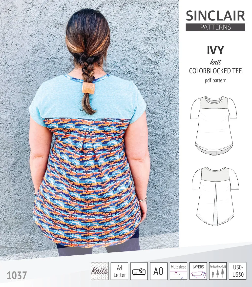 Ivy knit colorblocked tee  (PDF)