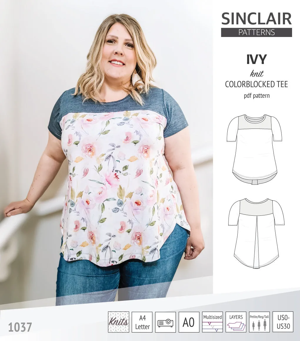 Ivy knit colorblocked tee  (PDF)