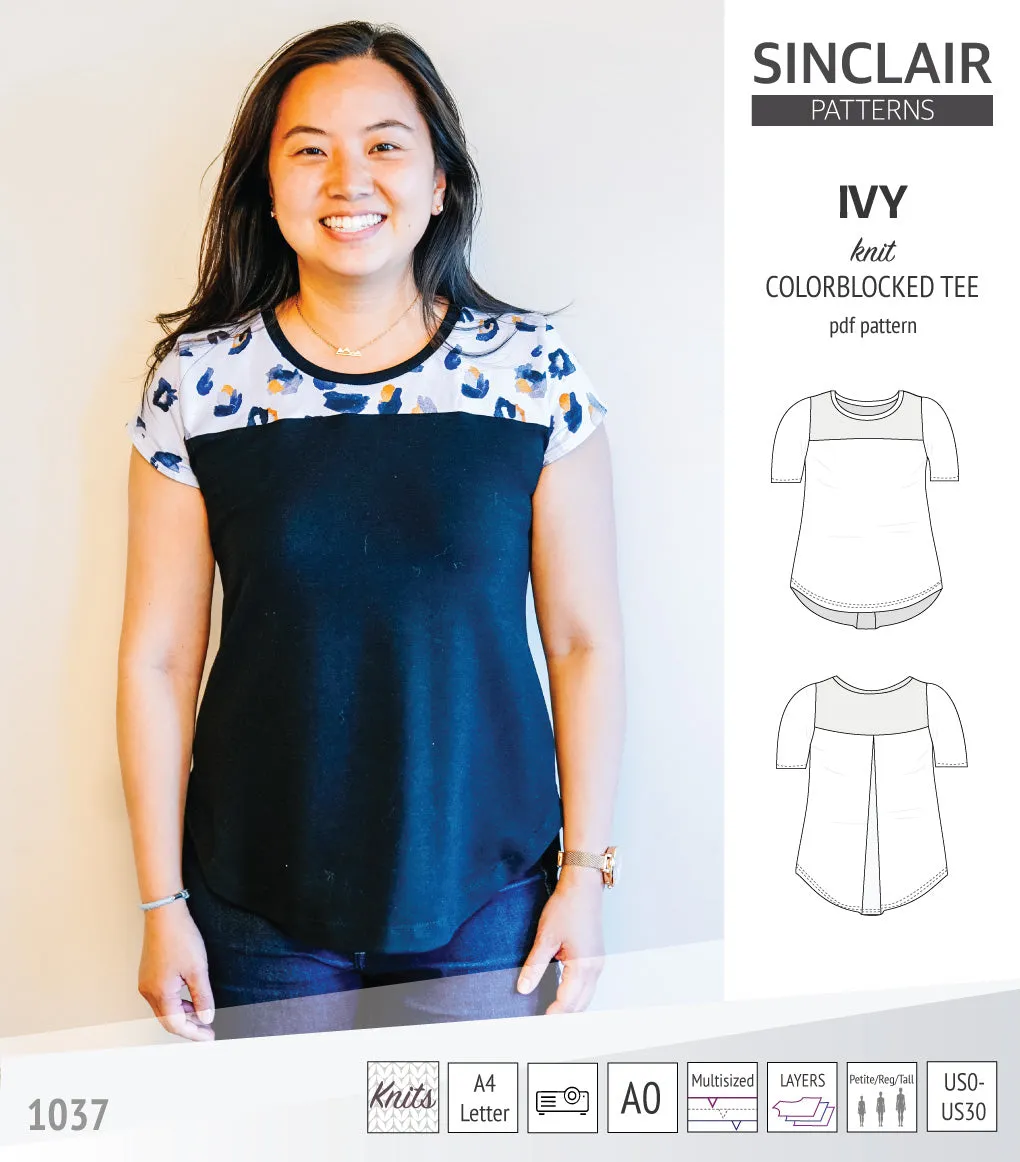 Ivy knit colorblocked tee  (PDF)