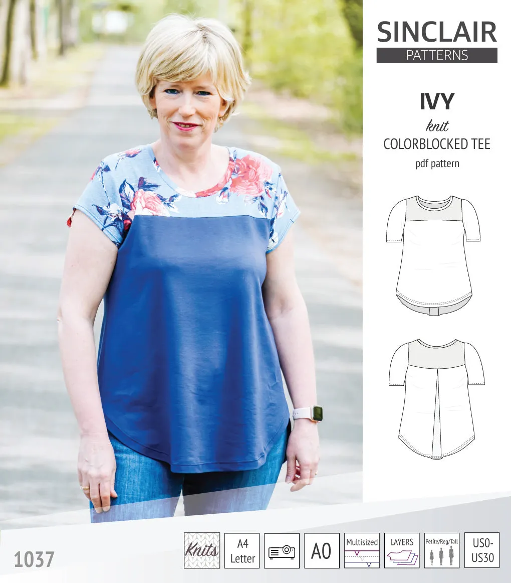 Ivy knit colorblocked tee  (PDF)
