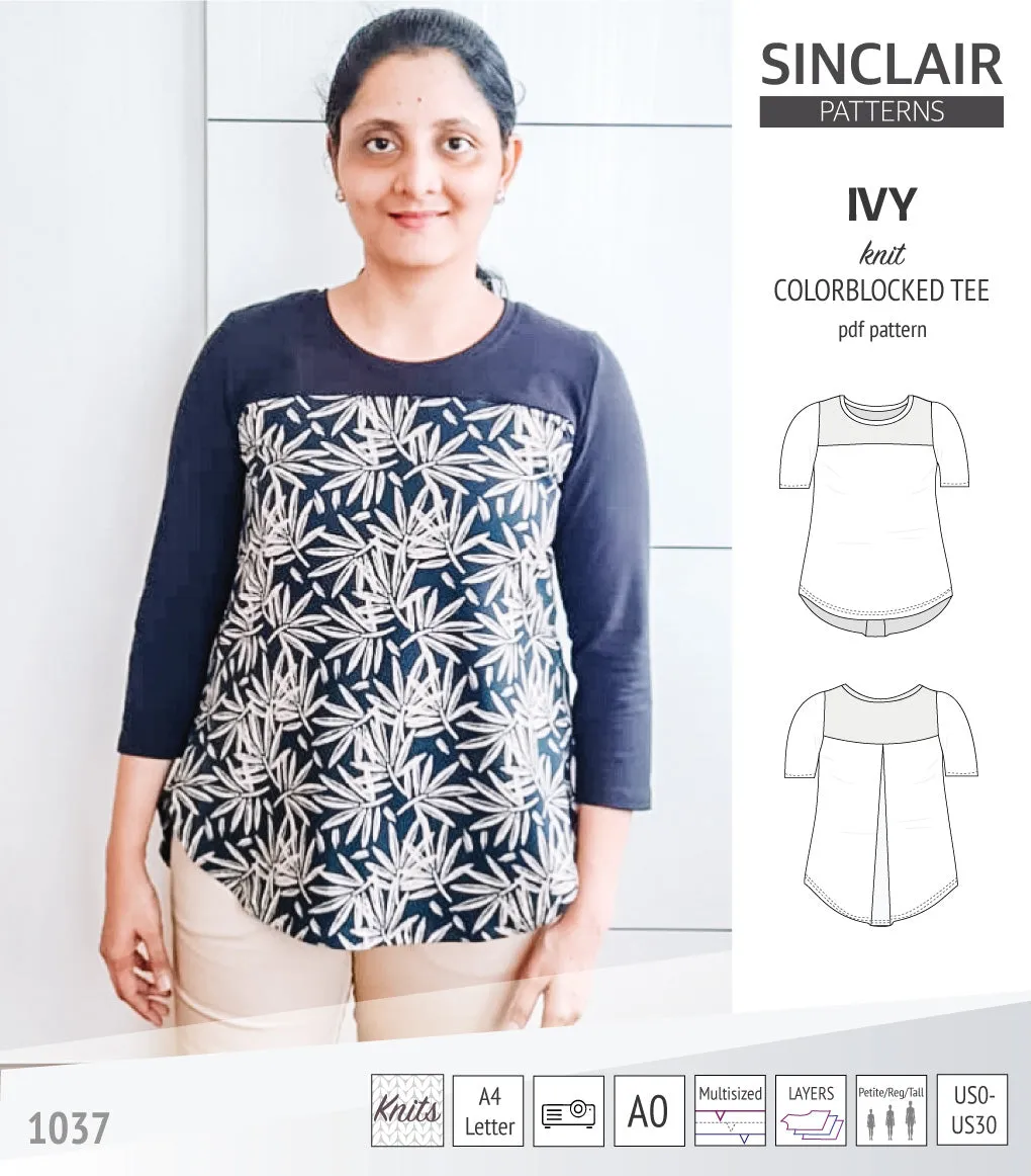 Ivy knit colorblocked tee  (PDF)