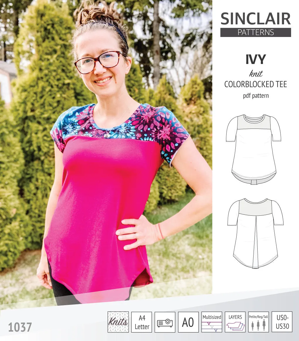 Ivy knit colorblocked tee  (PDF)