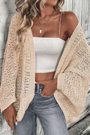 Jenkins Openwork Open Front Long Sleeve Cardigan