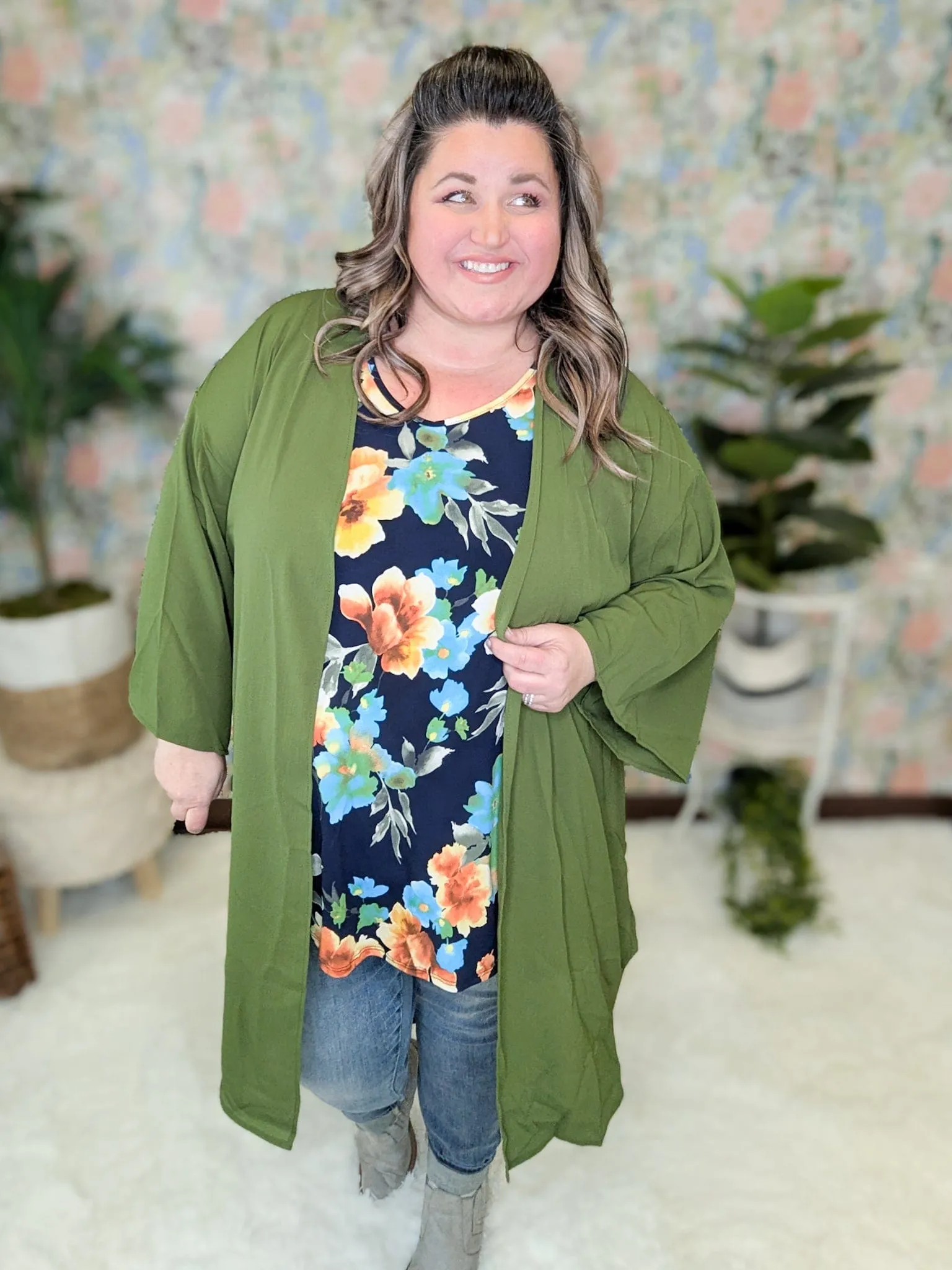 Jennifer Navy Floral Scoopneck Top