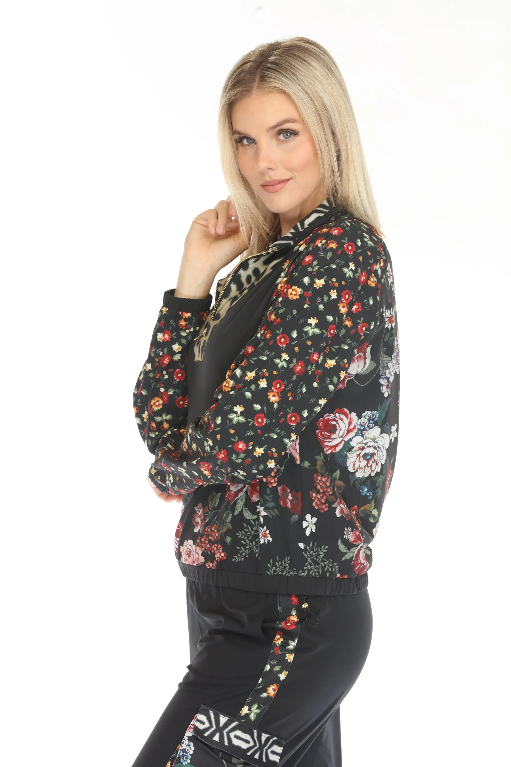 Johnny Was Bee Active Black Mock Neck Pullover Jacket A7624-O VIP
