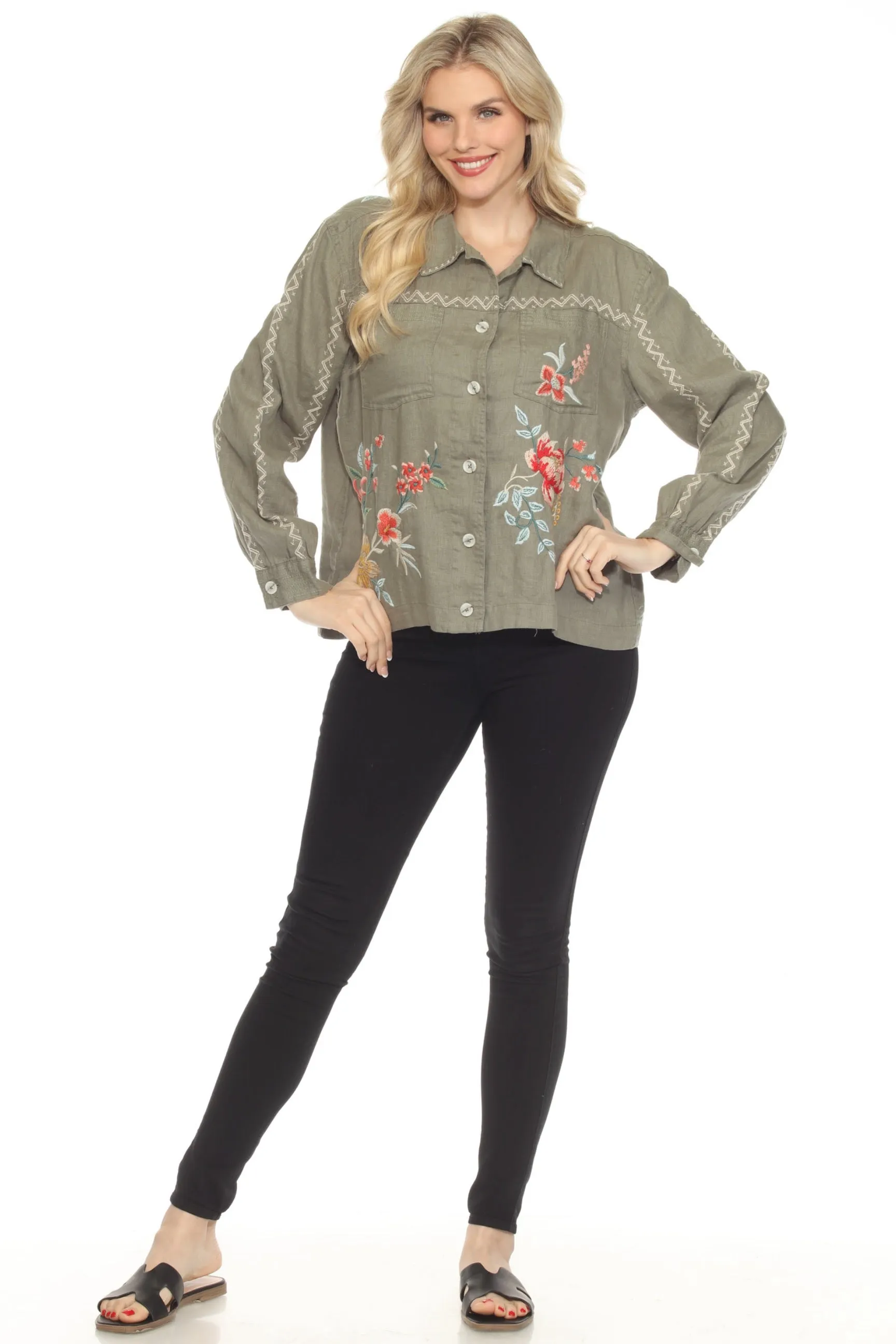 Johnny Was JWLA Relaxed Linen Jacket J41124-5X Plus Size