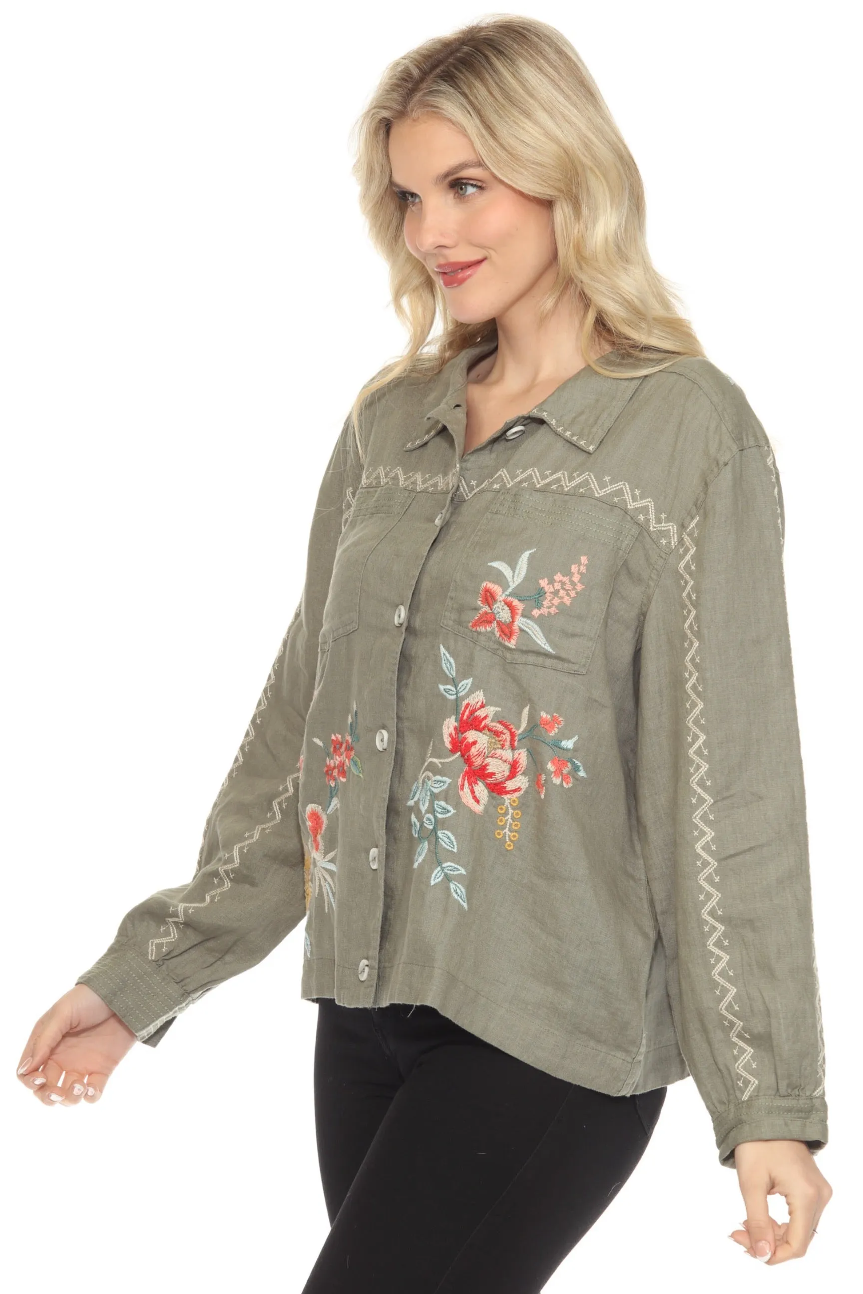 Johnny Was JWLA Relaxed Linen Jacket J41124-5X Plus Size