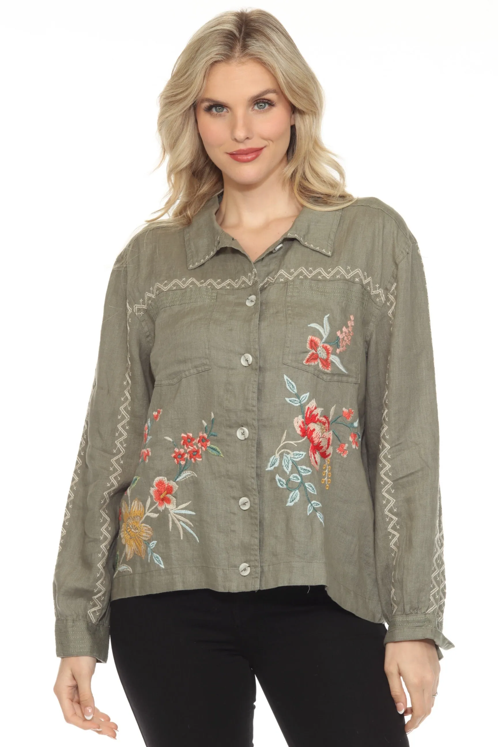 Johnny Was JWLA Relaxed Linen Jacket J41124-5X Plus Size